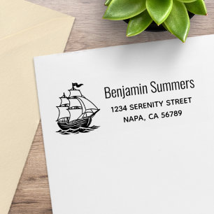 Sello De Caucho Dirección de devolución de barco de vela de madera