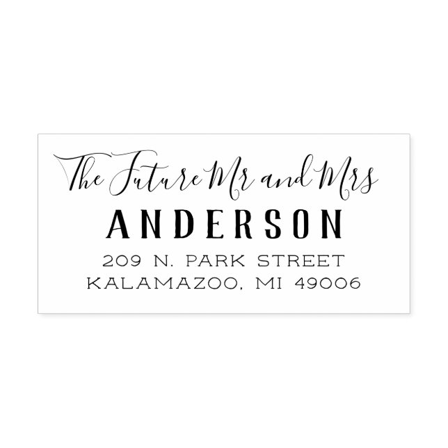 Sello De Caucho Dirección de devolución de boda de futuro Sr y Sra (Impresión)
