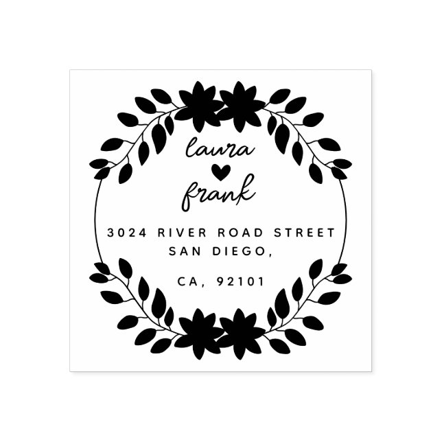 Sello De Caucho Dirección de devolución de Boda de nombres de dos  (Impresión)