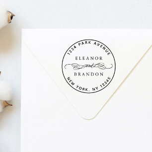 Sello De Caucho Dirección de devolución de Boda de nombres de pare