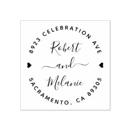 Sello De Caucho Dirección de devolución de Boda de nombres escrito