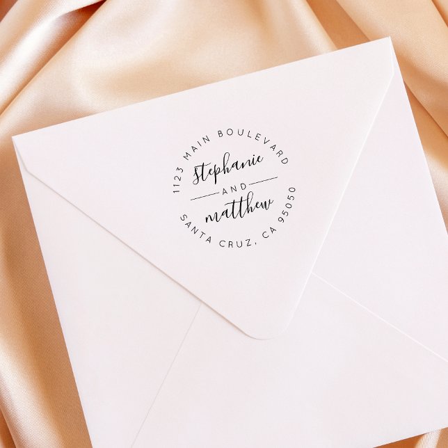 Sello De Caucho Dirección de devolución de Boda de script circular (Subido por el creador)