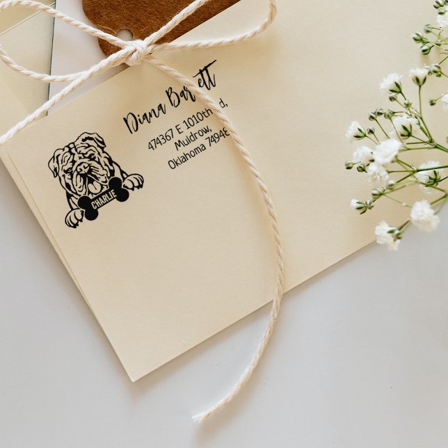 Sello De Caucho Dirección de devolución de Bulldog en inglés, raza (Subido por el creador)