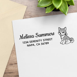 Sello De Caucho Dirección de devolución de cachorro Shiba Inu