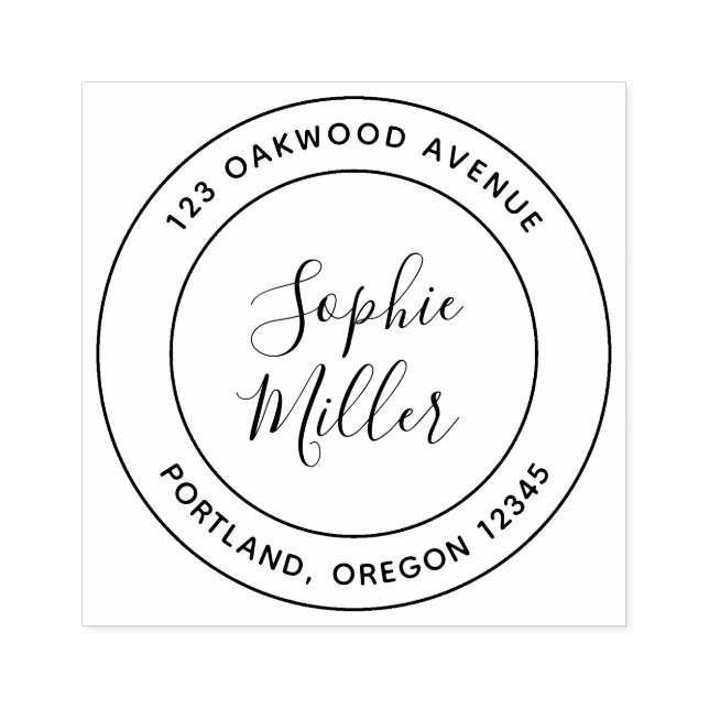 Sello De Caucho Dirección de devolución de caligrafía de borde dob (Impresión)