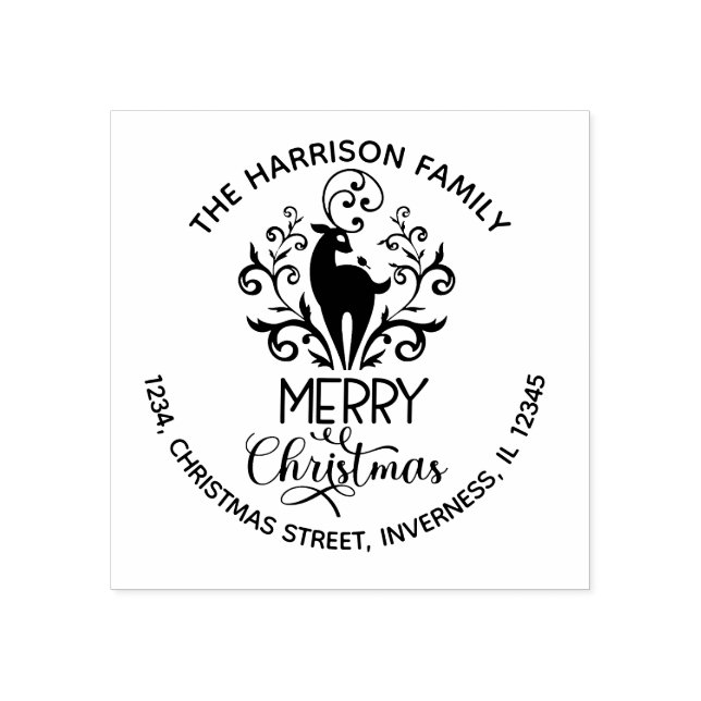 Sello De Caucho Dirección de devolución de ciervos navideños (Impresión)