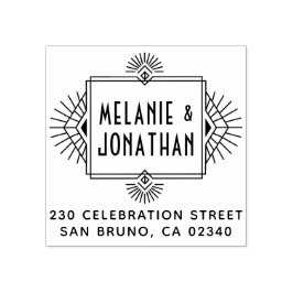 Sello De Caucho Dirección de devolución de cuadro de Boda Art Deco