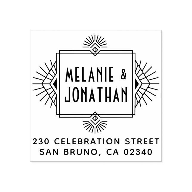 Sello De Caucho Dirección de devolución de cuadro de Boda Art Deco (Impresión)