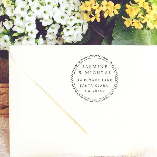 Sello De Caucho Dirección de devolución de cuadro redondo dibujado (Rubber Stamp Mock-up)