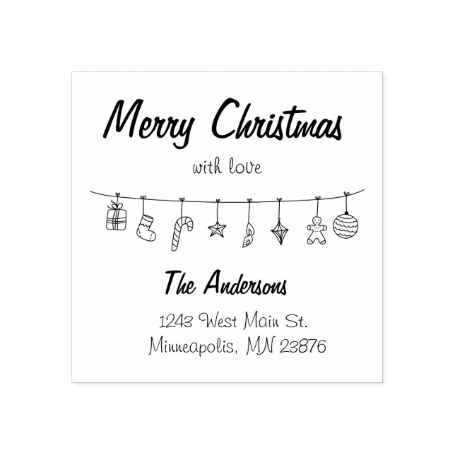 Sello De Caucho Dirección de devolución de decoración de Navidades (Impresión)