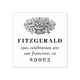 Sello De Caucho Dirección de devolución de familia de flores pinta