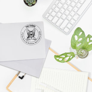 Sello De Caucho Dirección de devolución de familia de gatos de jug