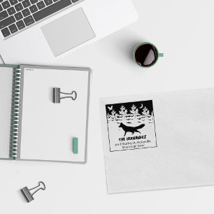 Sello De Caucho Dirección de devolución de familia de lobo foresta