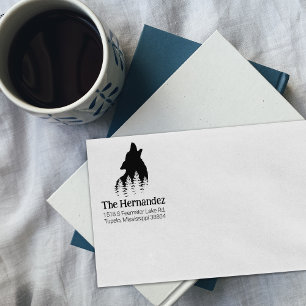 Sello De Caucho Dirección de devolución de familia de lobos forest