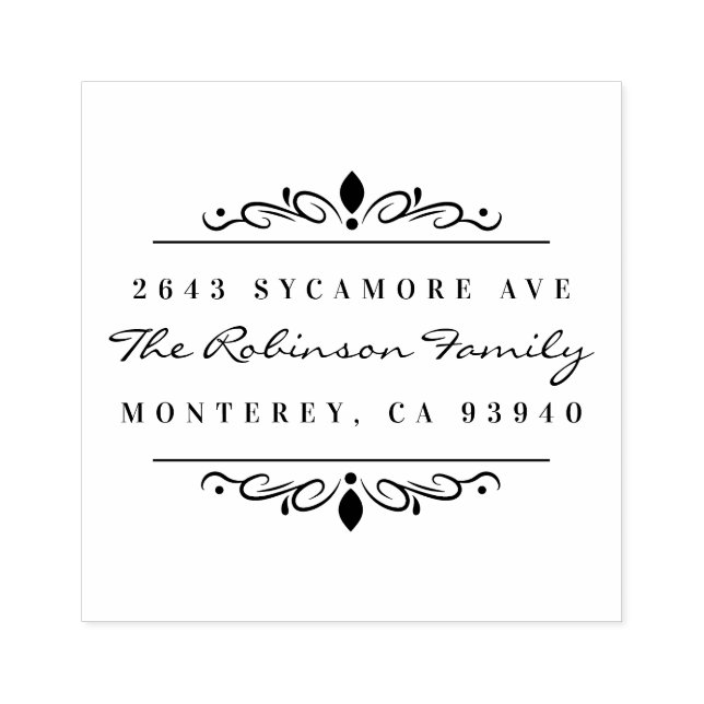 Sello De Caucho Dirección de devolución de familia de ornamentos d (Impresión)