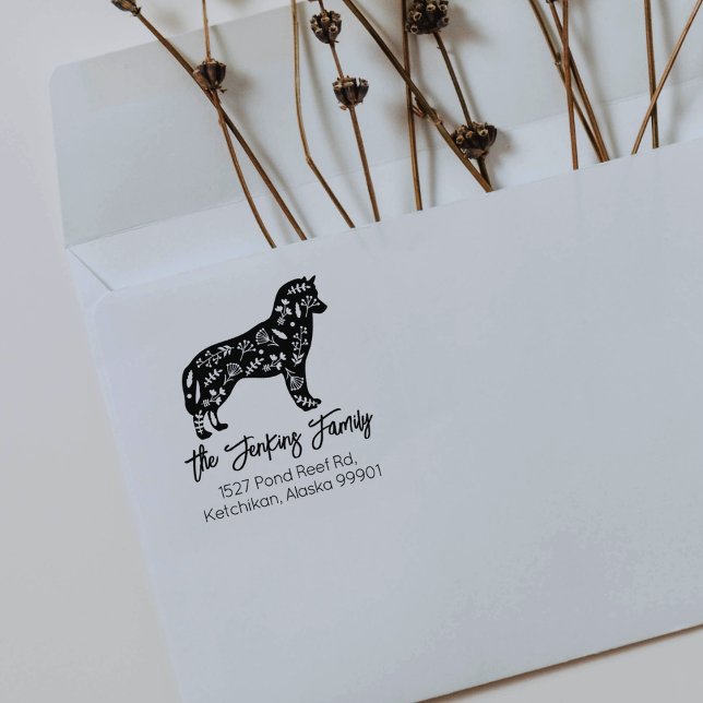 Sello De Caucho Dirección de devolución de familia Husky decorada (Subido por el creador)