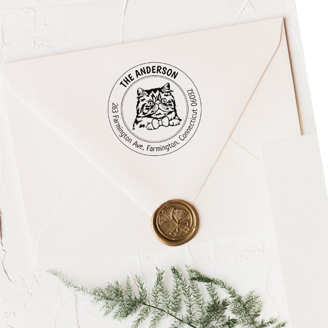 Sello De Caucho Dirección de devolución de familia persa de gato (Subido por el creador)