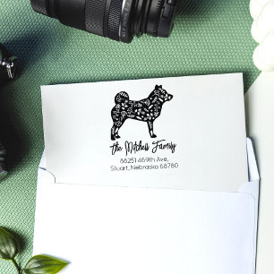 Sello De Caucho Dirección de devolución de familia Shiba Inu