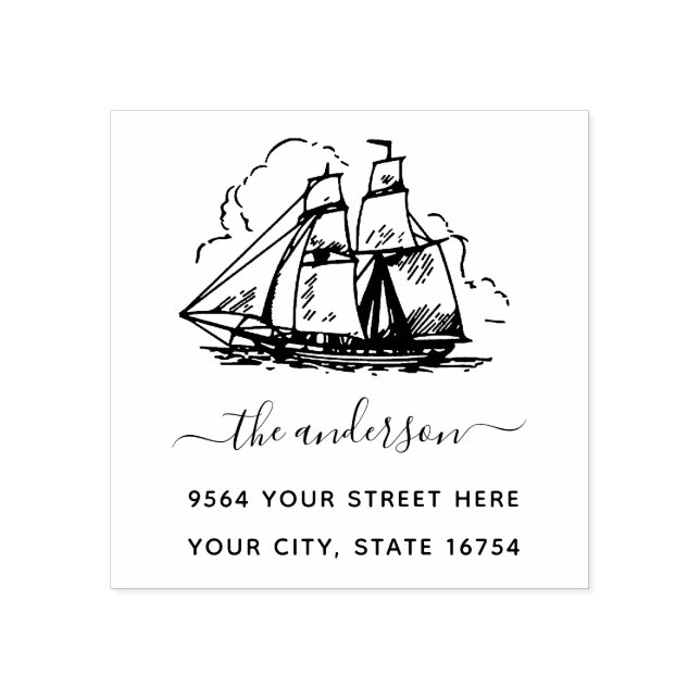 Sello De Caucho Dirección de devolución de firma de nombre de fami (Impresión)