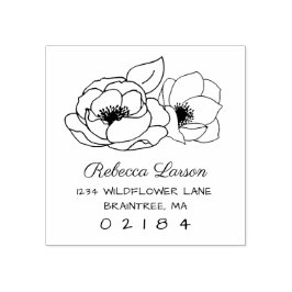 Sello De Caucho Dirección de devolución de flores de anémona dibuj