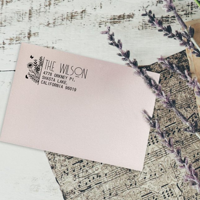 Sello De Caucho Dirección de devolución de flores silvestres simpl (Subido por el creador)