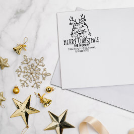 Sello De Caucho Dirección de devolución de gato de navidades Rag D