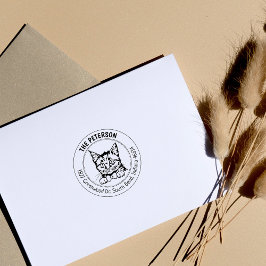 Sello De Caucho Dirección de devolución de gato de pelo corto euro