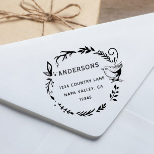 Sello De Caucho Dirección de devolución de guirnaldas botánicas y 