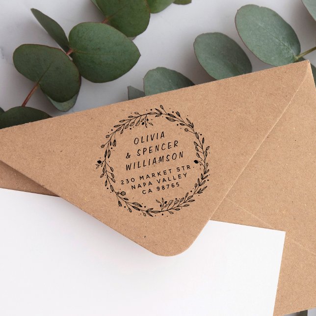 Sello De Caucho Dirección de devolución de hojas botánicas y nombr (Rubber Stamp Mock-up)