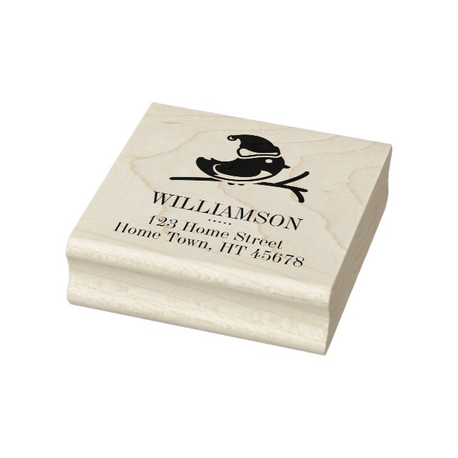 Sello De Caucho Dirección de devolución de Holiday Robin Square (Sello)