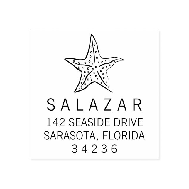 Sello De Caucho Dirección de devolución de la casa de playa estilo (Impresión)