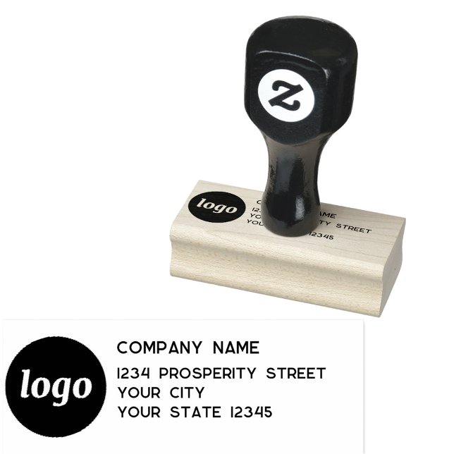 Sello De Caucho Dirección de devolución de la empresa con logotipo (Logo and custom text business promotional rubber stamp)