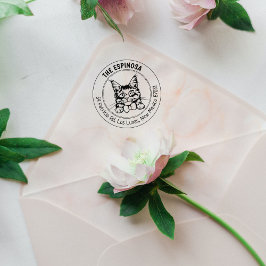 Sello De Caucho Dirección de devolución de la familia Cat Maine Co