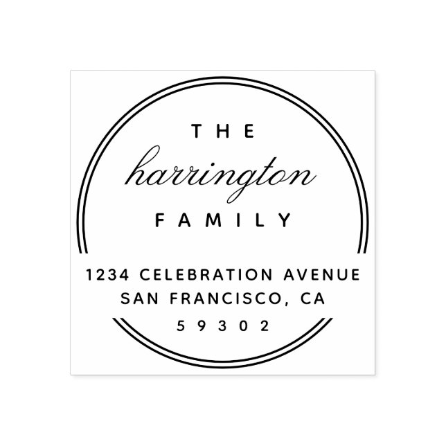 Sello De Caucho Dirección de devolución de la familia de guiones d (Impresión)