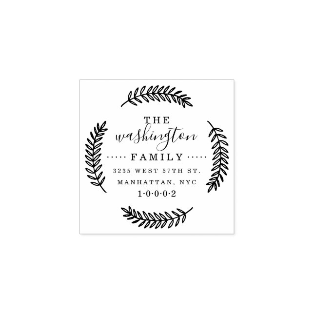 Sello De Caucho Dirección de devolución de la familia de guirnalda (Impresión)