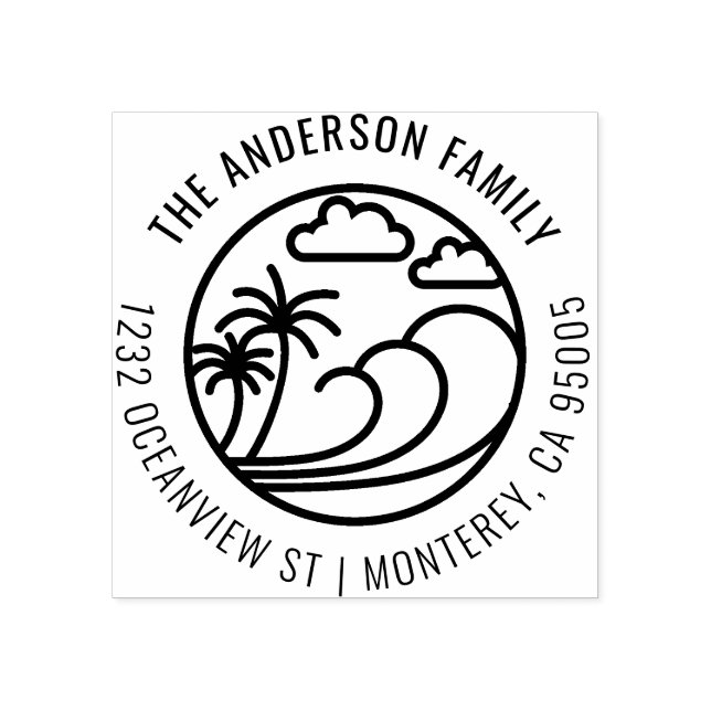 Sello De Caucho Dirección de devolución de la familia de ondas tro (Impresión)