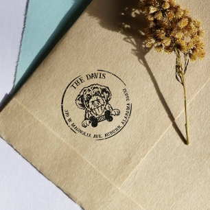 Sello De Caucho Dirección de devolución de la familia de perros ac