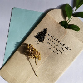 Sello De Caucho Dirección de devolución de la familia de pinos rus