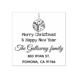 Sello De Caucho Dirección de devolución de la familia Feliz Navida
