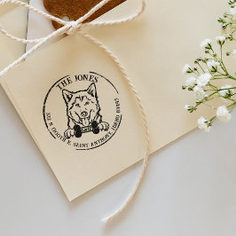 Sello De Caucho Dirección de devolución de la familia Husky Dog