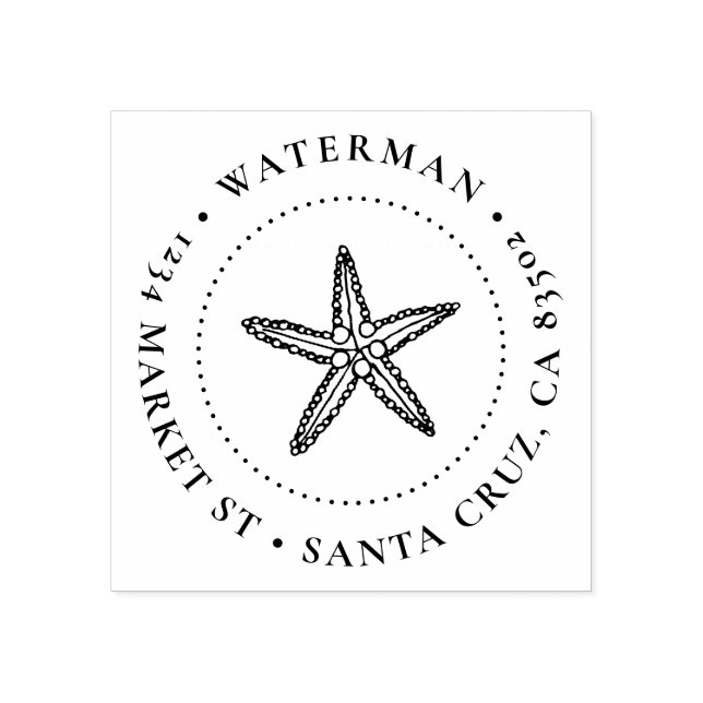 Sello De Caucho Dirección de devolución de la familia Starfish dib (Impresión)