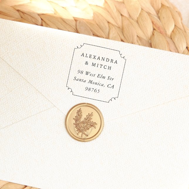 Sello De Caucho Dirección de devolución de la pareja de cuadros di (Rubber Stamp Mock-up)