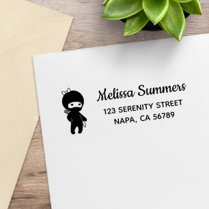 Sello De Caucho Dirección de devolución de la pequeña ninja