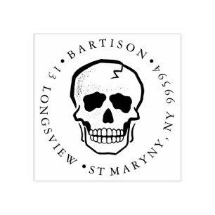 SELLO DE CAUCHO DIRECCIÓN DE DEVOLUCIÓN DE LA RONDA DE TATTOO SKUL