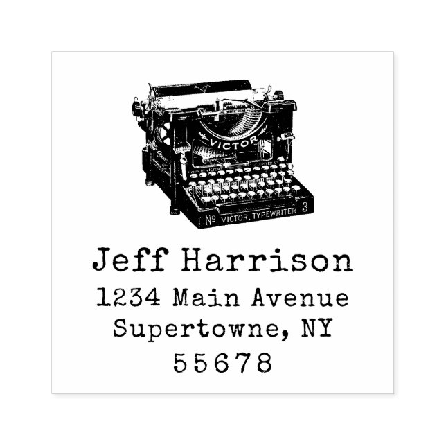 Sello De Caucho Dirección de devolución de máquina de escribir (Impresión)