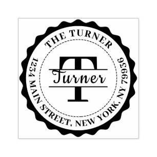 Sello De Caucho Dirección de devolución de monograma