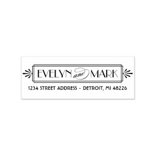 Sello De Caucho Dirección de devolución de monograma de Art Deco d