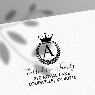 Sello De Caucho Dirección de devolución de monograma de la corona