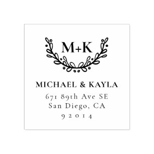 Sello De Caucho Dirección de devolución de monograma de la correa