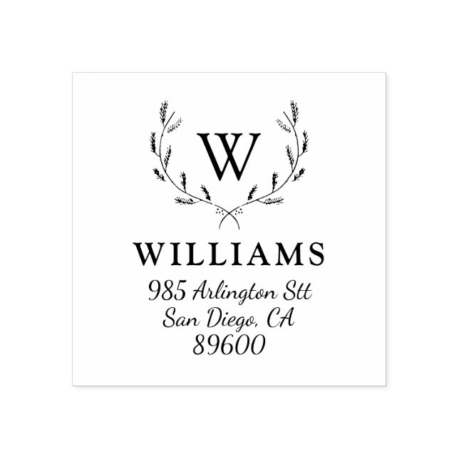 Sello De Caucho Dirección de devolución de monograma de la flor fe (Impresión)